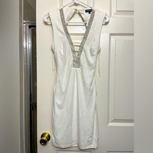 Fashion Nova Dream Rhinestone Dress in WHITE